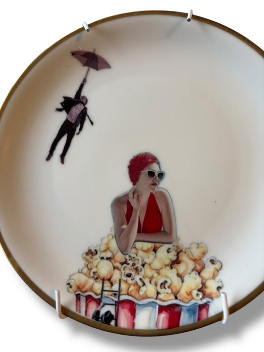 Vintage Wandbord Dame op Popcorn | The Vintage Vibe