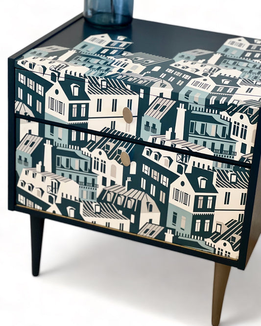 Vintage cabinet covered with Emma's Apartment from Mini Moderns | The Vintage Vibe