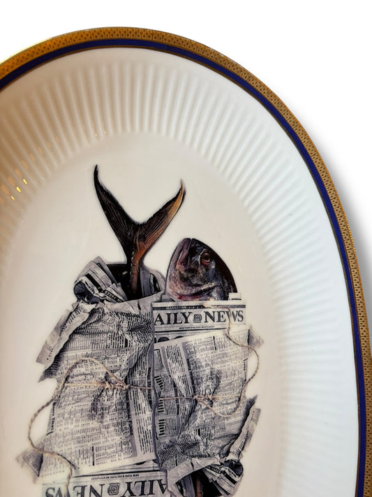 Vintage Ovaal Wandbord Vissen | The Vintage Vibe