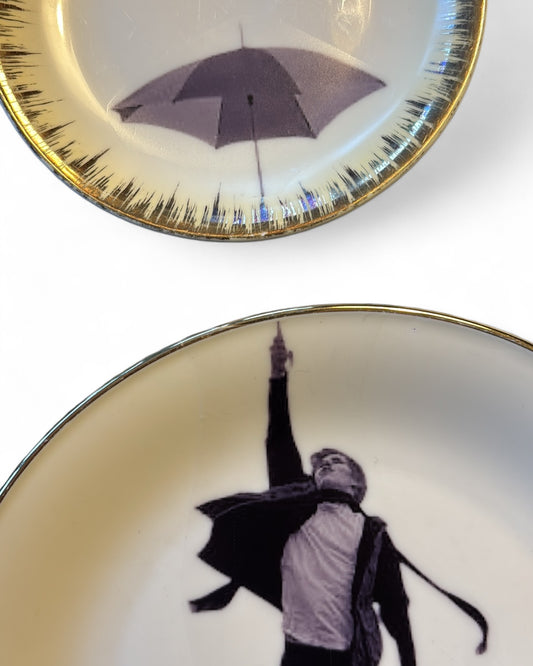 Vintage Wandbord Man met paraplu