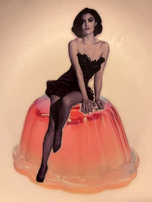 Vintage Wandbord Ovaal ‘Dame op Pudding’