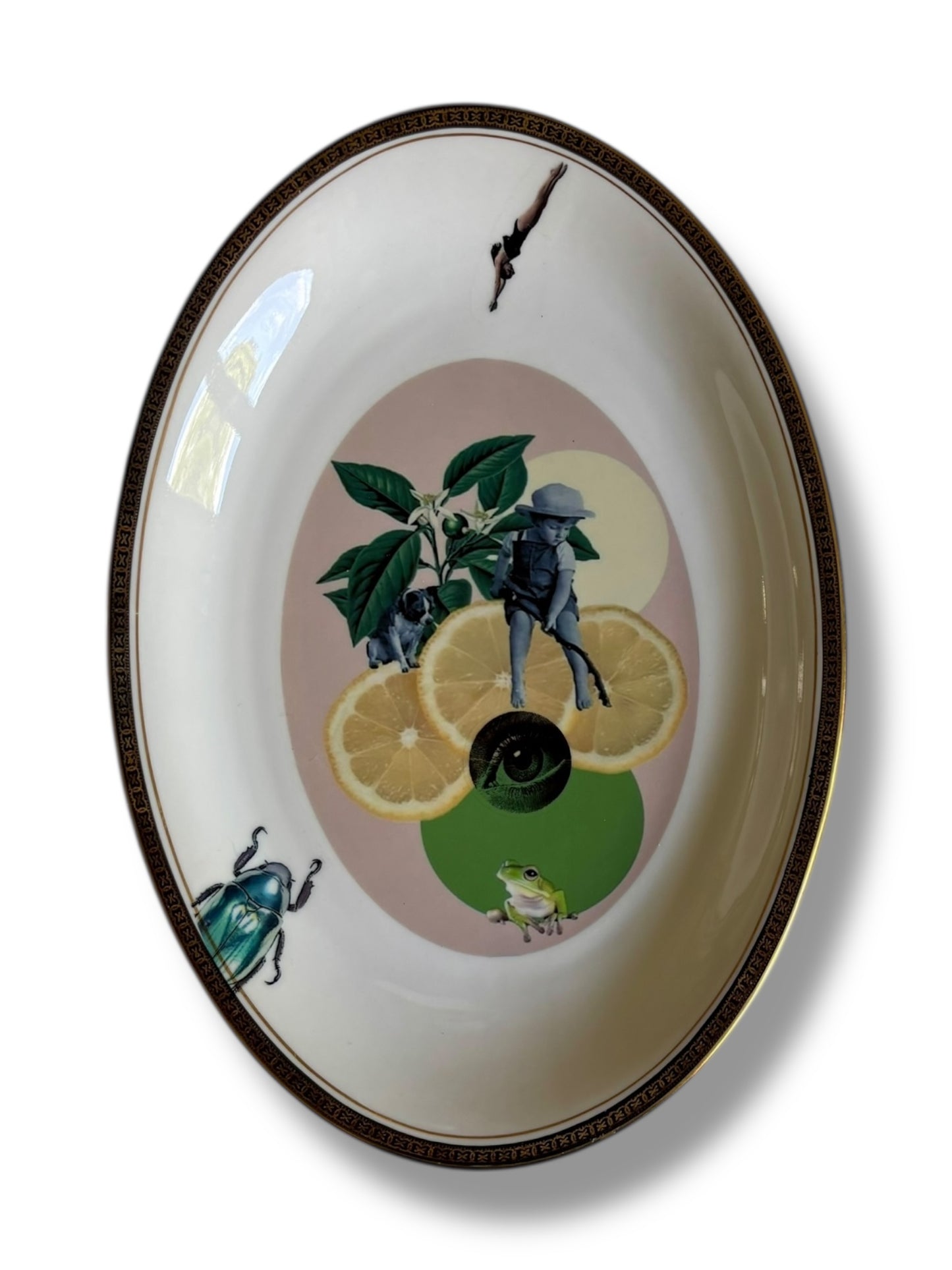 Vintage Wandbord Ovaal Collage