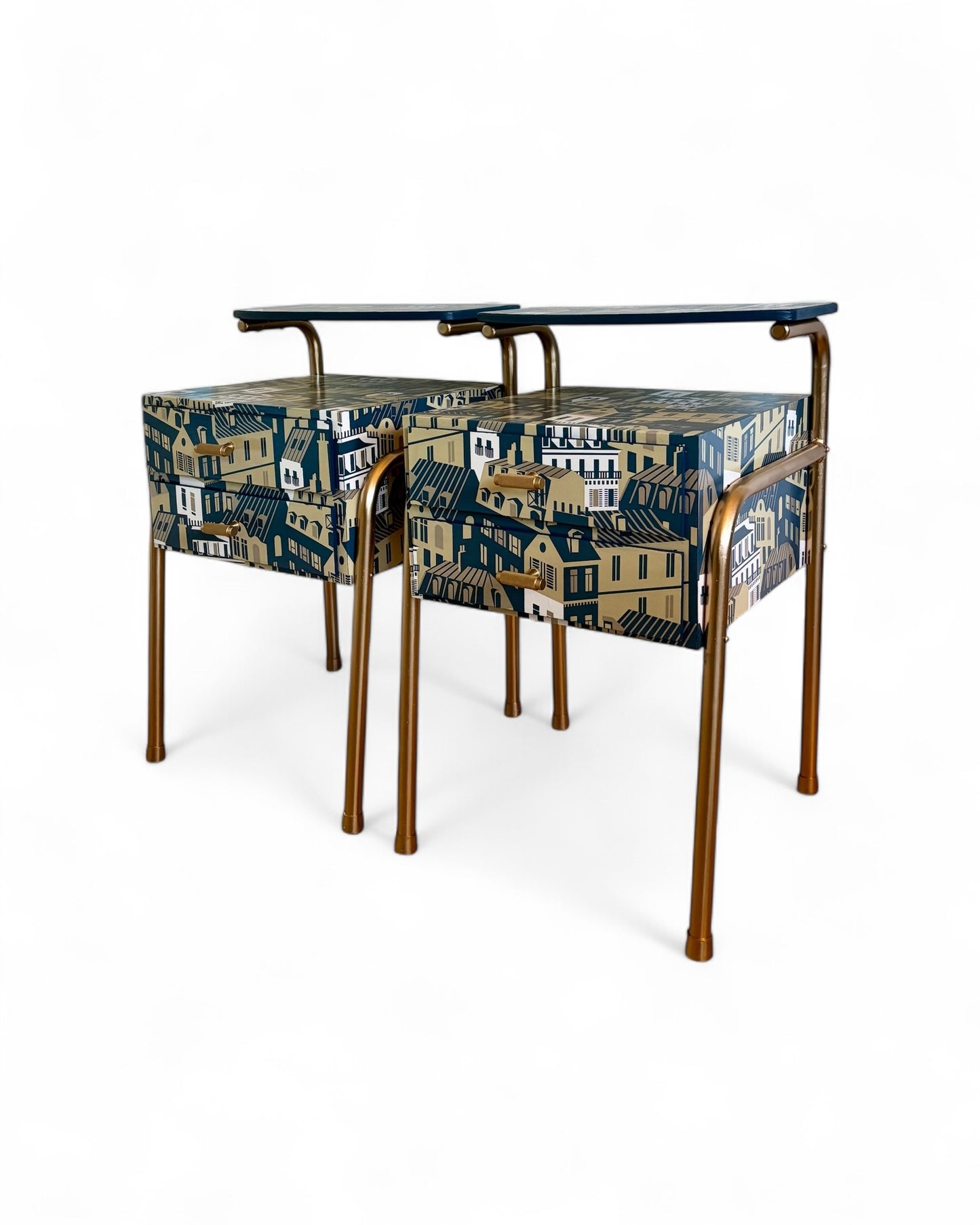 Vintage bedside tables covered with Emma's Apartment by Mini Moderns | The Vintage Vibe