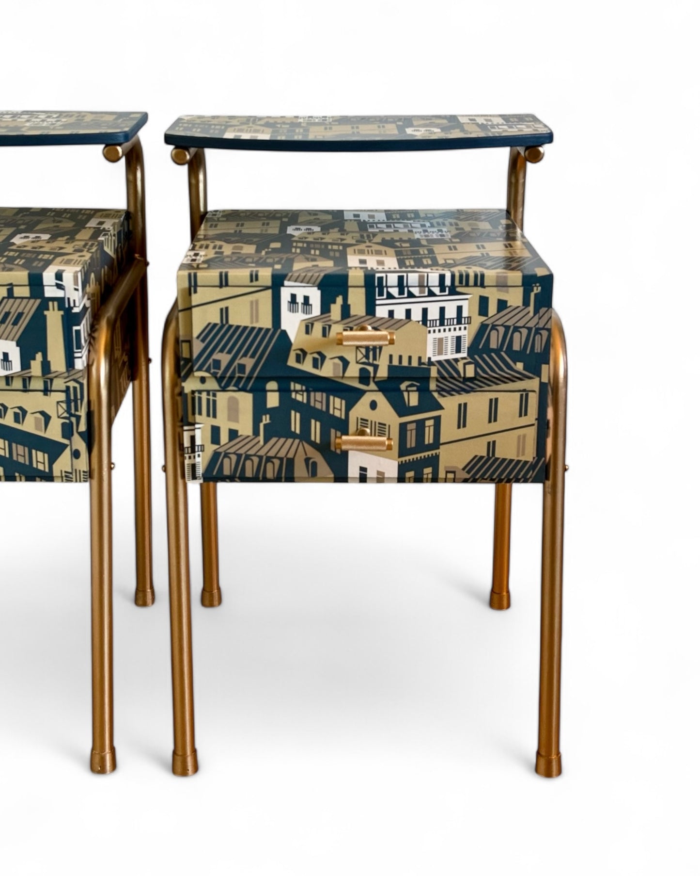Vintage bedside tables covered with Emma's Apartment by Mini Moderns | The Vintage Vibe