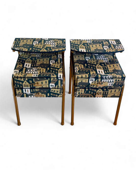 Vintage nachtkastjes bekleed met met Emma's Apartment van Mini Moderns | The Vintage Vibe