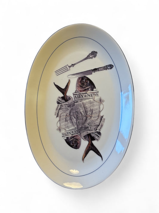 Vintage Wandbord Ovaal Vissen