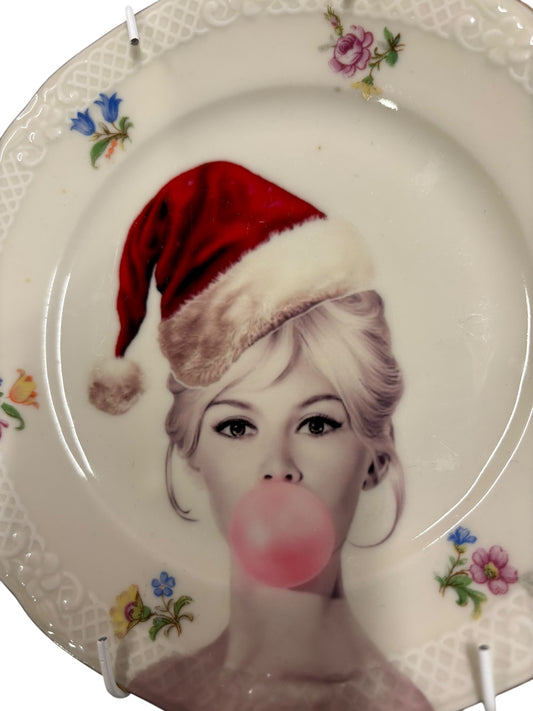 Vintage Wandbord Brigitte Bardot Kerst