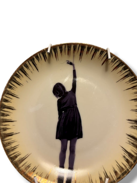 Vintage Wandbord Meisje met Ballon