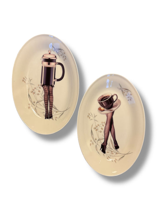 Vintage Ovaal Wandbord Koffie | The Vintage Vibe