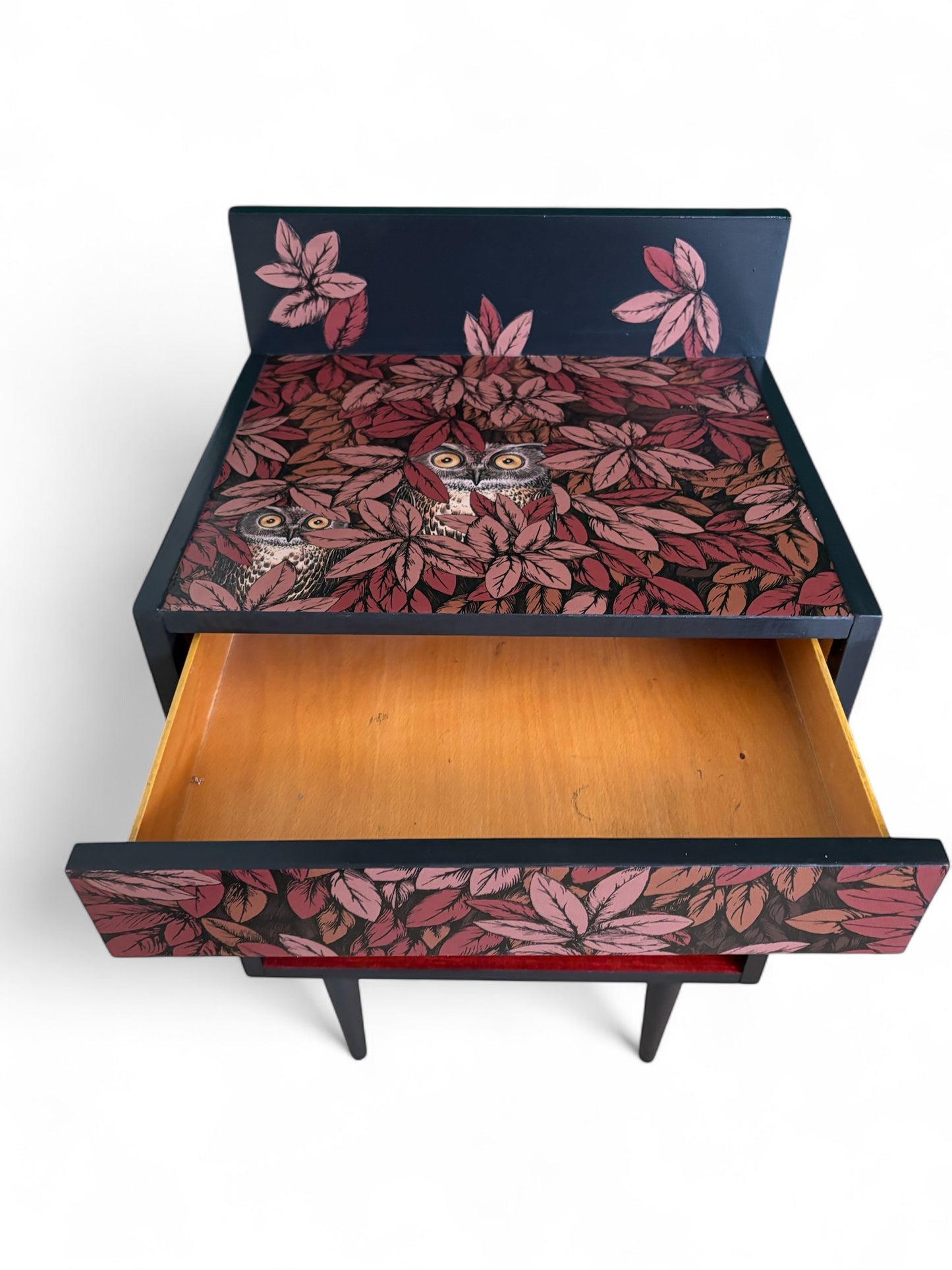 Vintage kastje bekleed met Fornasetti Foglie e Civette | The Vintage Vibe