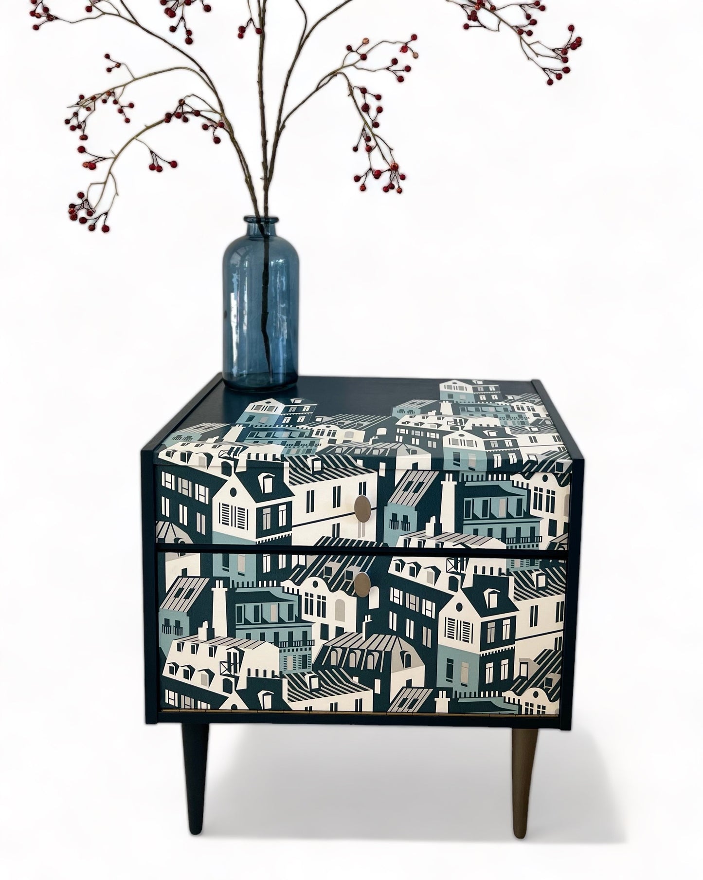 Vintage cabinet covered with Emma's Apartment from Mini Moderns | The Vintage Vibe