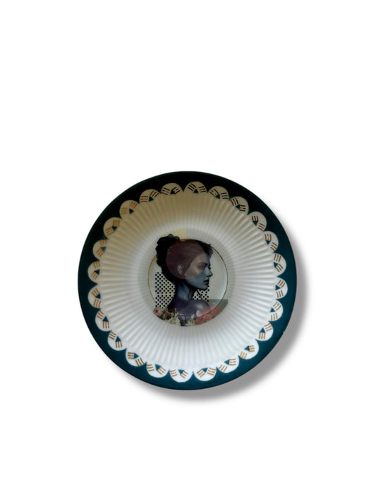 Vintage Wandbord Portret Blauw
