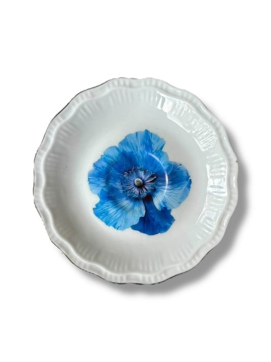 Vintage Wandbord Bloem Blauw