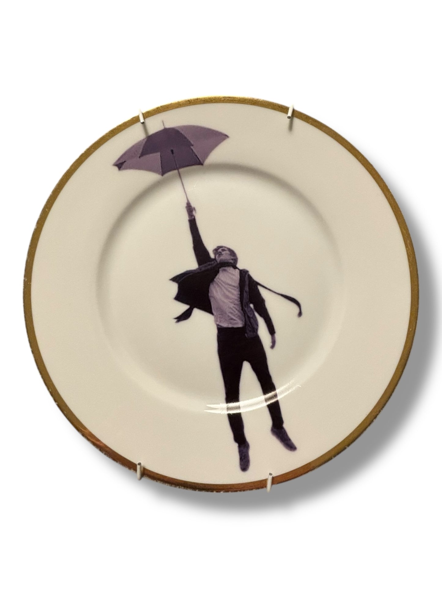 Vintage Wandbord Man met Paraplu | The Vintage Vibe