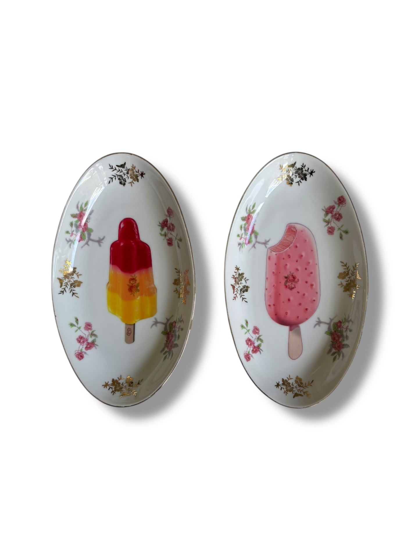 Vintage Wandbord Ovaal Roze ijsje