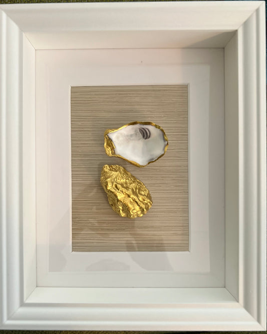 Golden oysters in white frame | The Vintage Vibe