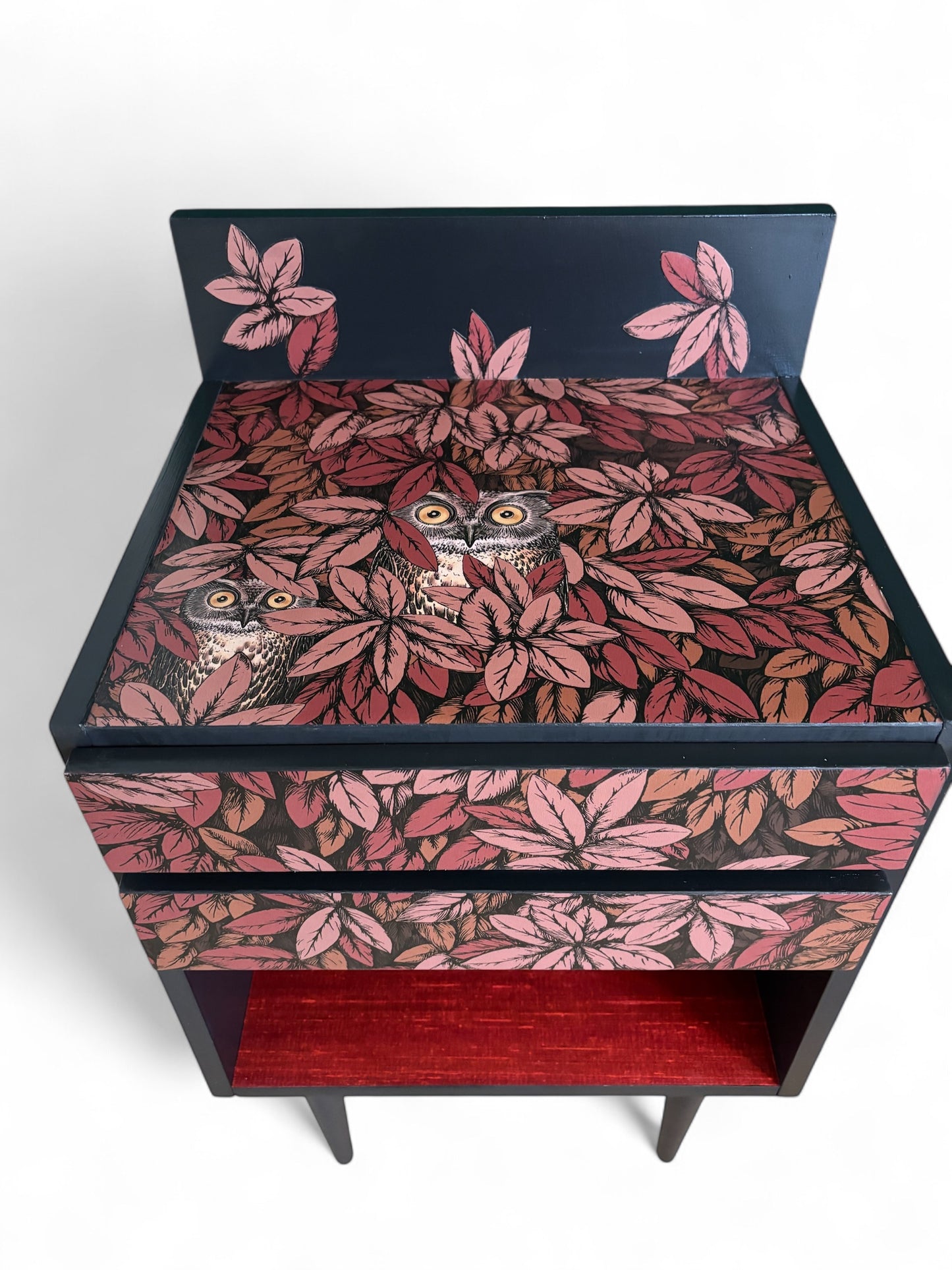 Vintage kastje bekleed met Fornasetti Foglie e Civette | The Vintage Vibe