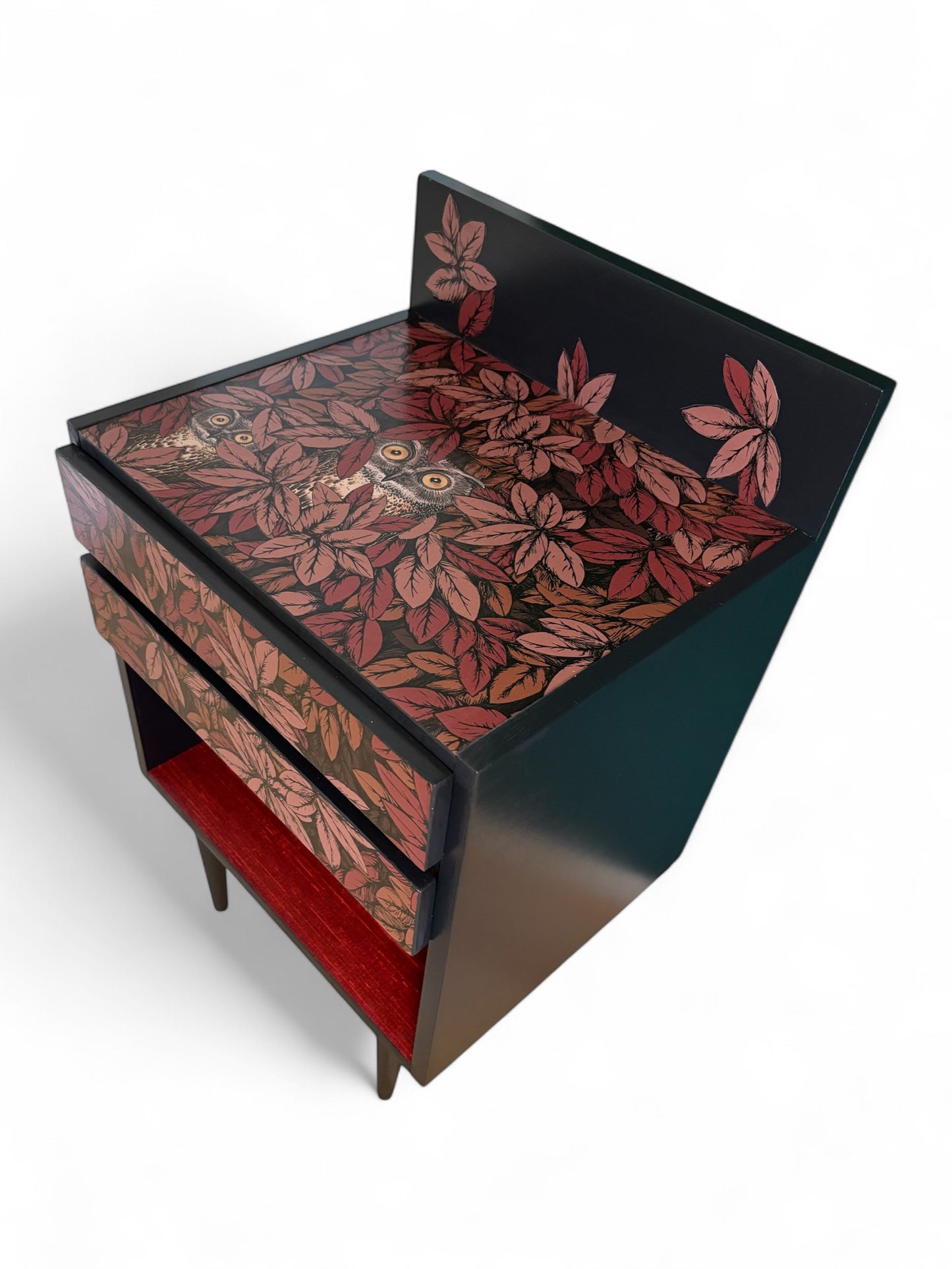 Vintage kastje bekleed met Fornasetti Foglie e Civette | The Vintage Vibe