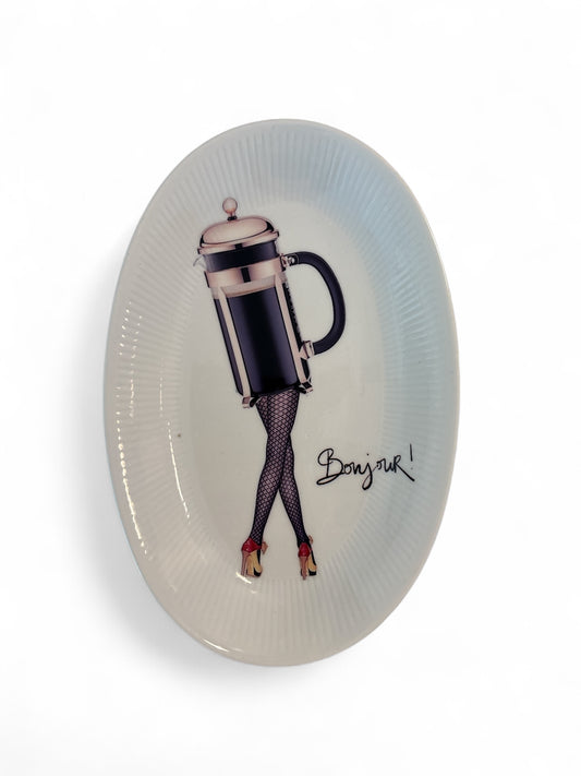Vintage Wandbord Ovaal ‘Bonjour’