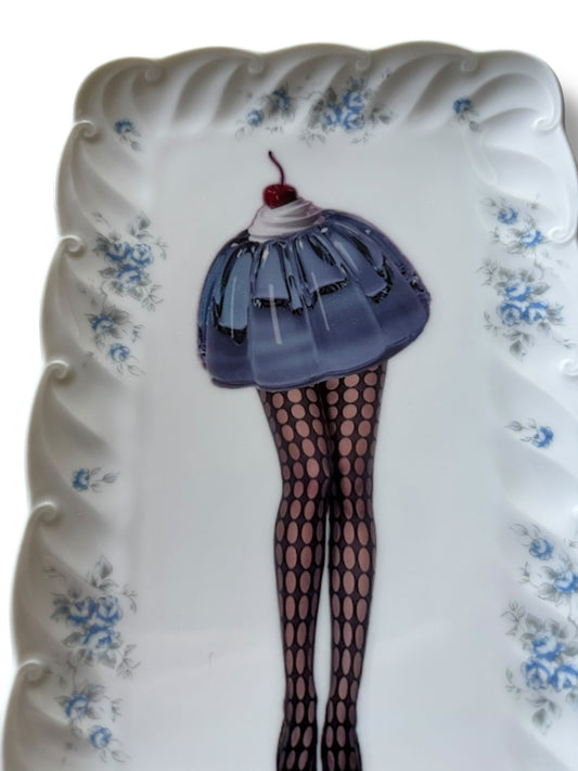 Vintage Wandbord Ovaal Blauwe Pudding | The Vintage Vibe