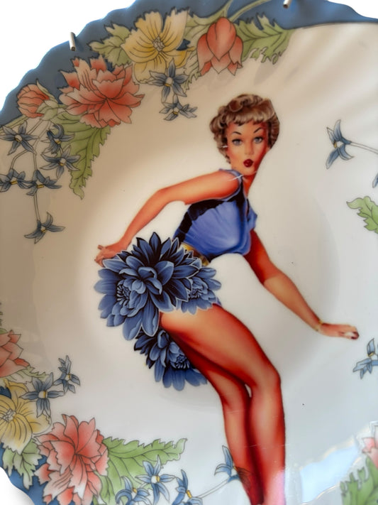 Vintage Wandbord Blauwe Dame | The Vintage Vibe