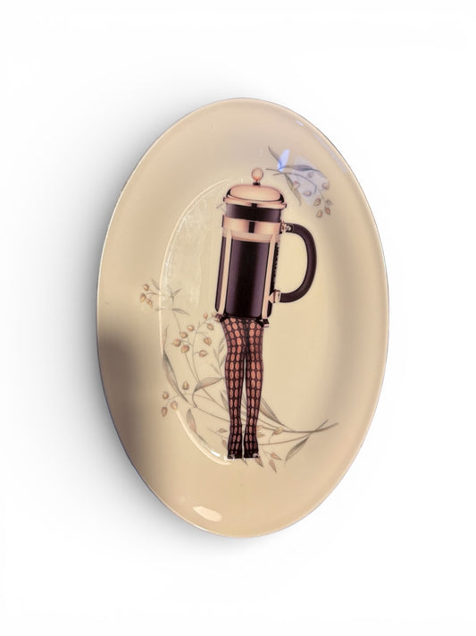 Vintage Ovaal Wandbord Koffie | The Vintage Vibe