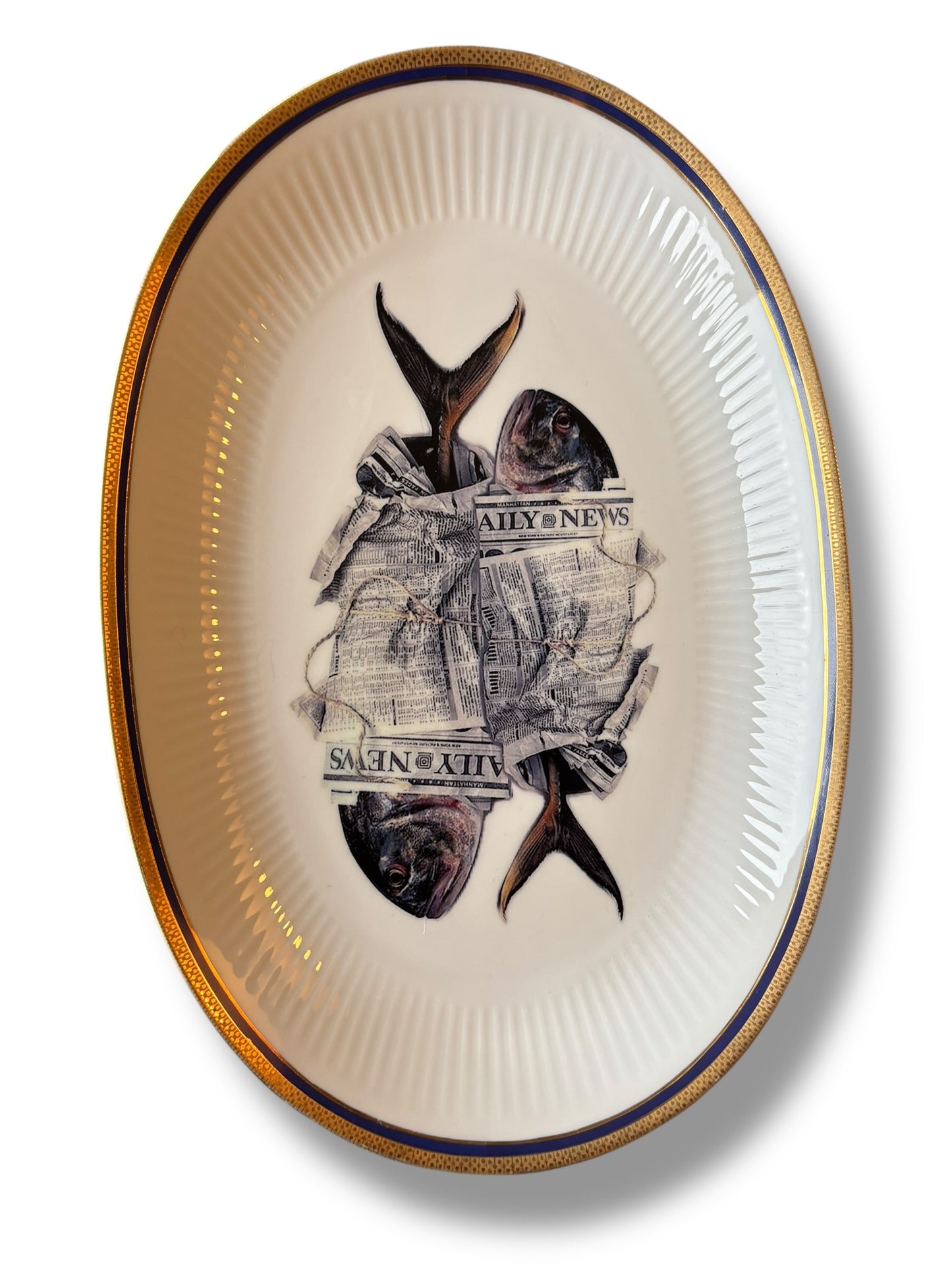 Vintage Ovaal Wandbord Vissen | The Vintage Vibe