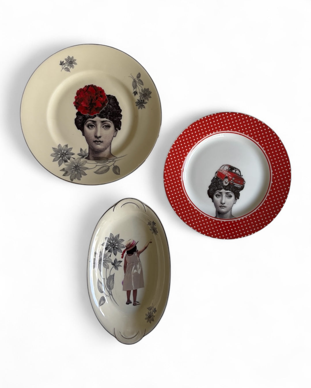 Vintage Wall Plate Oval Girl Pointing