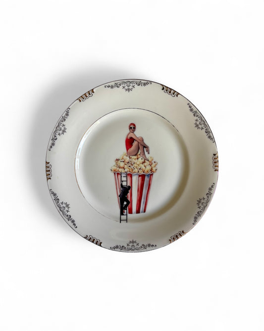 Vintage Wall Sign Popcorn Lady