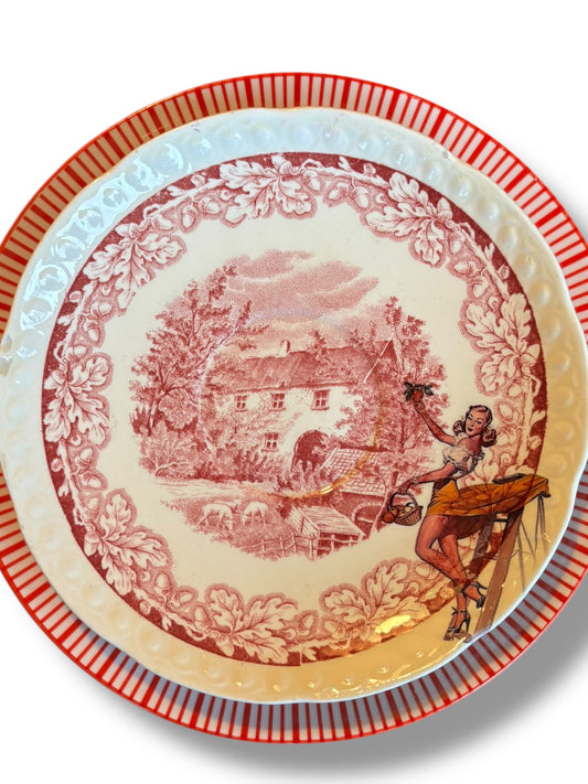 Vintage Wandbord Dame op de boer | The Vintage Vibe