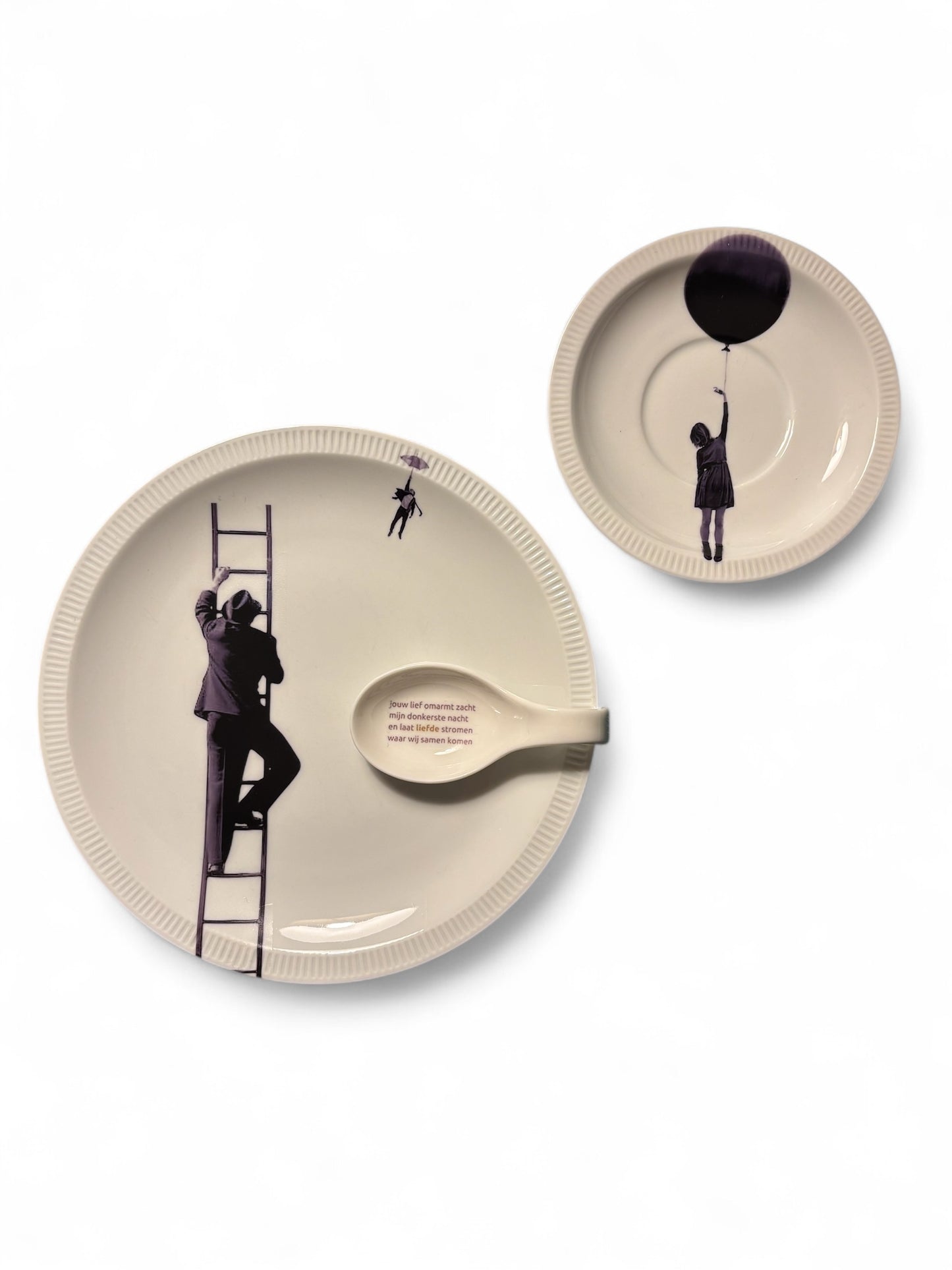 Vintage Wandbord Set met gedicht van Caro