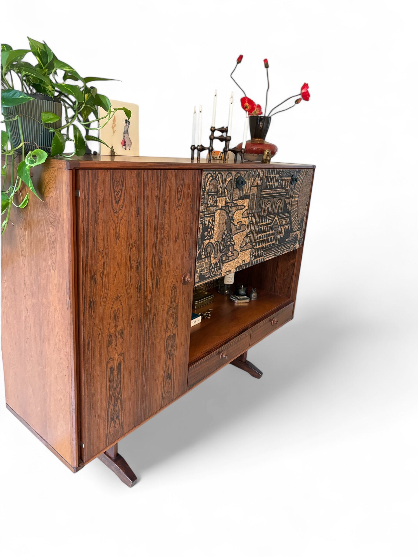 Mid Century Modern Highboard with 'Hit the North' cork print | The Vintage Vibe
