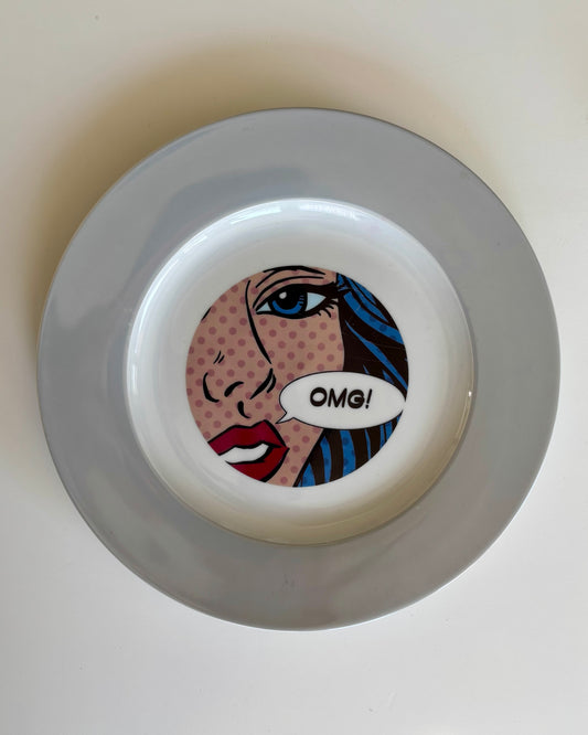 Vintage Wandbord Pop-Art grijs
