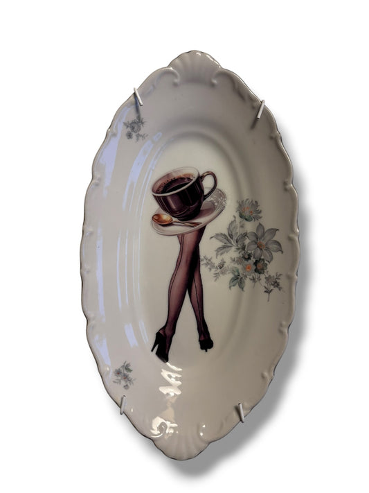 Vintage Wandbord Ovaal Koffie