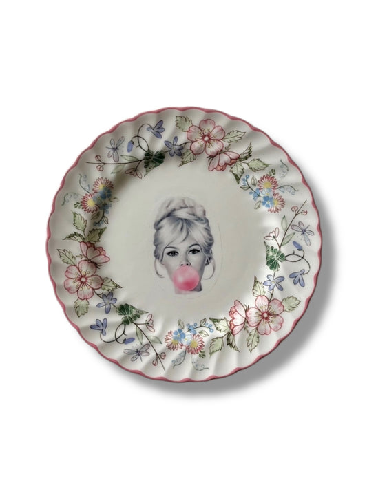 Vintage Wandbord Bardot bloemrand