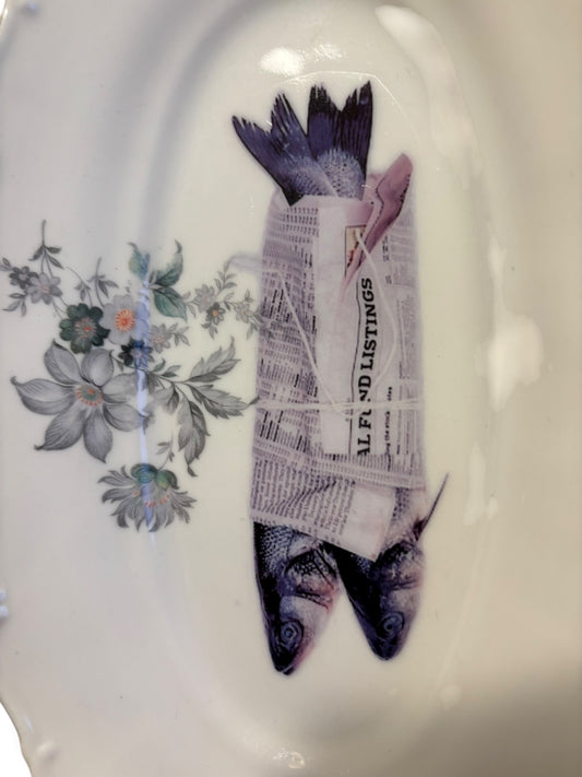 Vintage Wandbord Ovaal Vissen