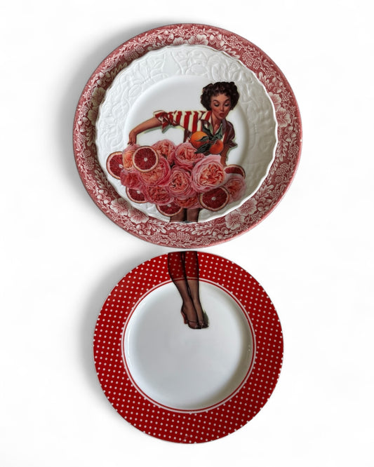 Vintage Wall Plate Lady Set