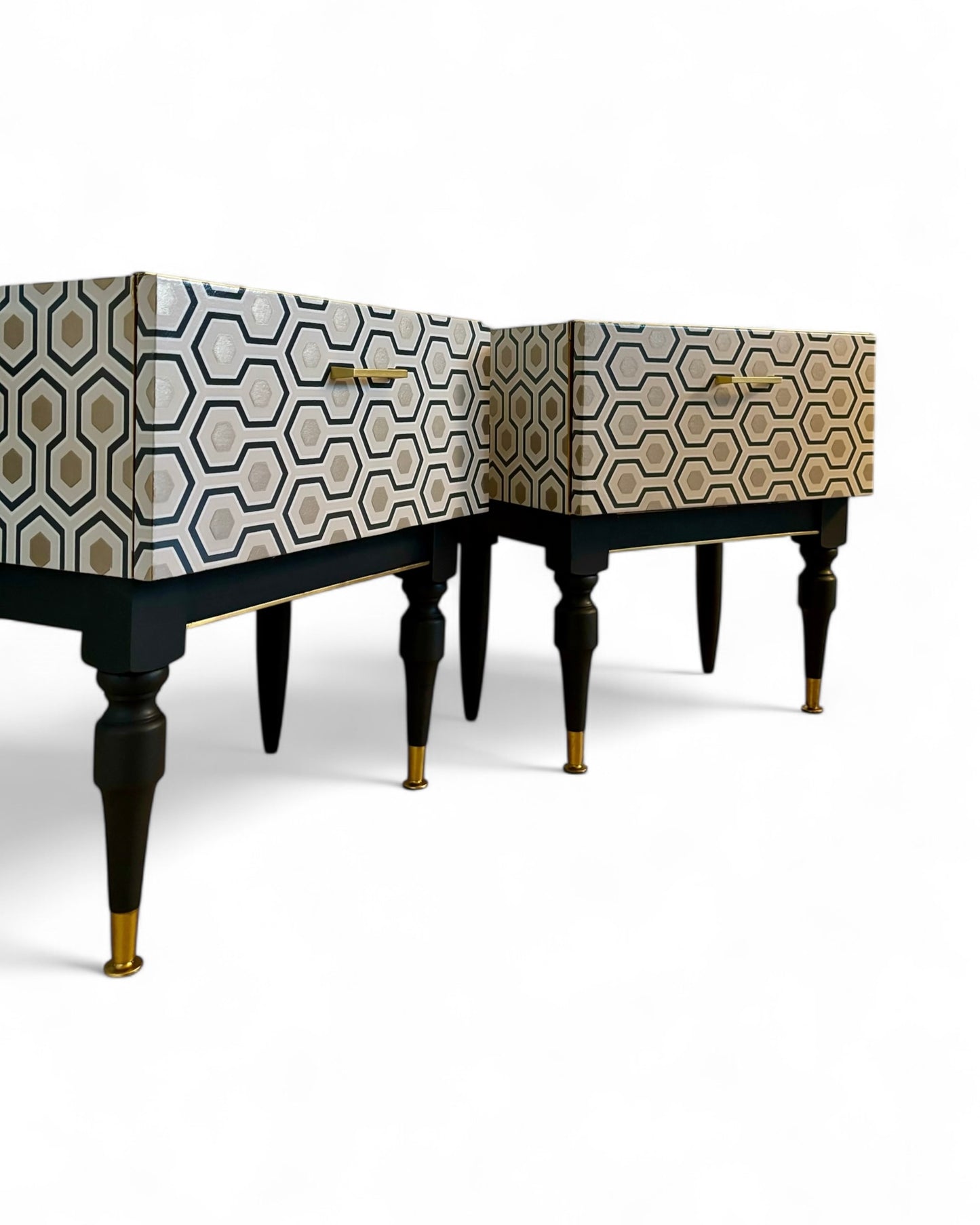 Mid Century Cabinets with Hicks' Hexagon by Cole &amp; Son | The Vintage Vibe