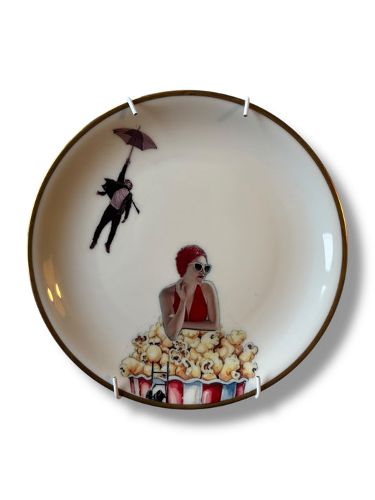 Vintage Wandbord Dame op Popcorn | The Vintage Vibe