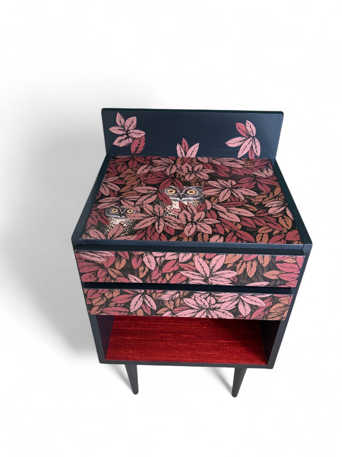 Vintage kastje bekleed met Fornasetti Foglie e Civette | The Vintage Vibe