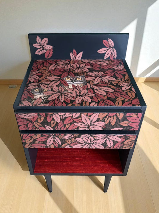 Vintage kastje bekleed met Fornasetti Foglie e Civette | The Vintage Vibe