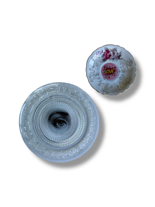 Vintage Wandbord Glas Oog