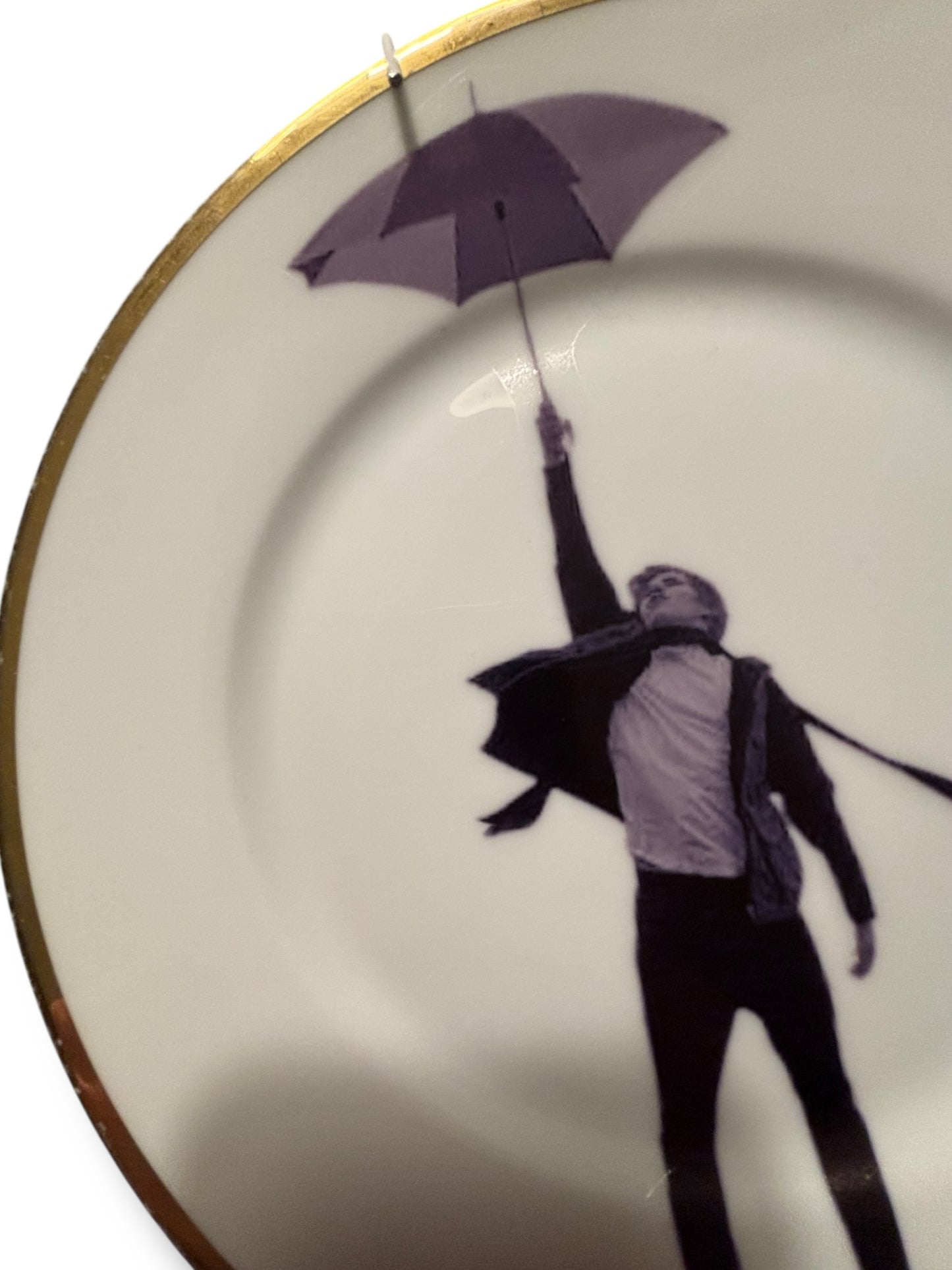 Vintage Wandbord Man met Paraplu | The Vintage Vibe