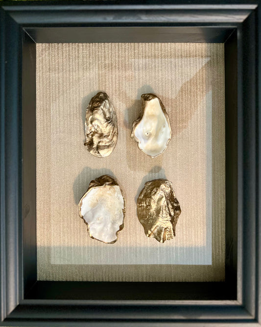 Golden oysters in black frame | The Vintage Vibe
