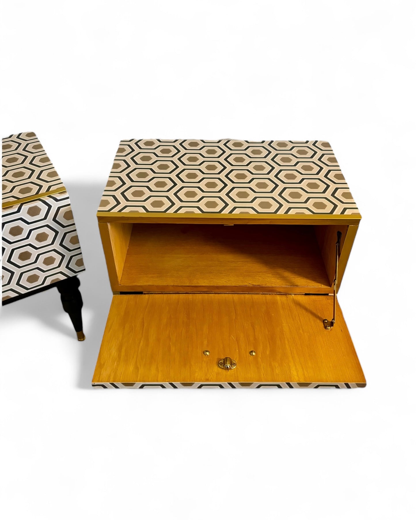 Mid Century Cabinets with Hicks' Hexagon by Cole &amp; Son | The Vintage Vibe