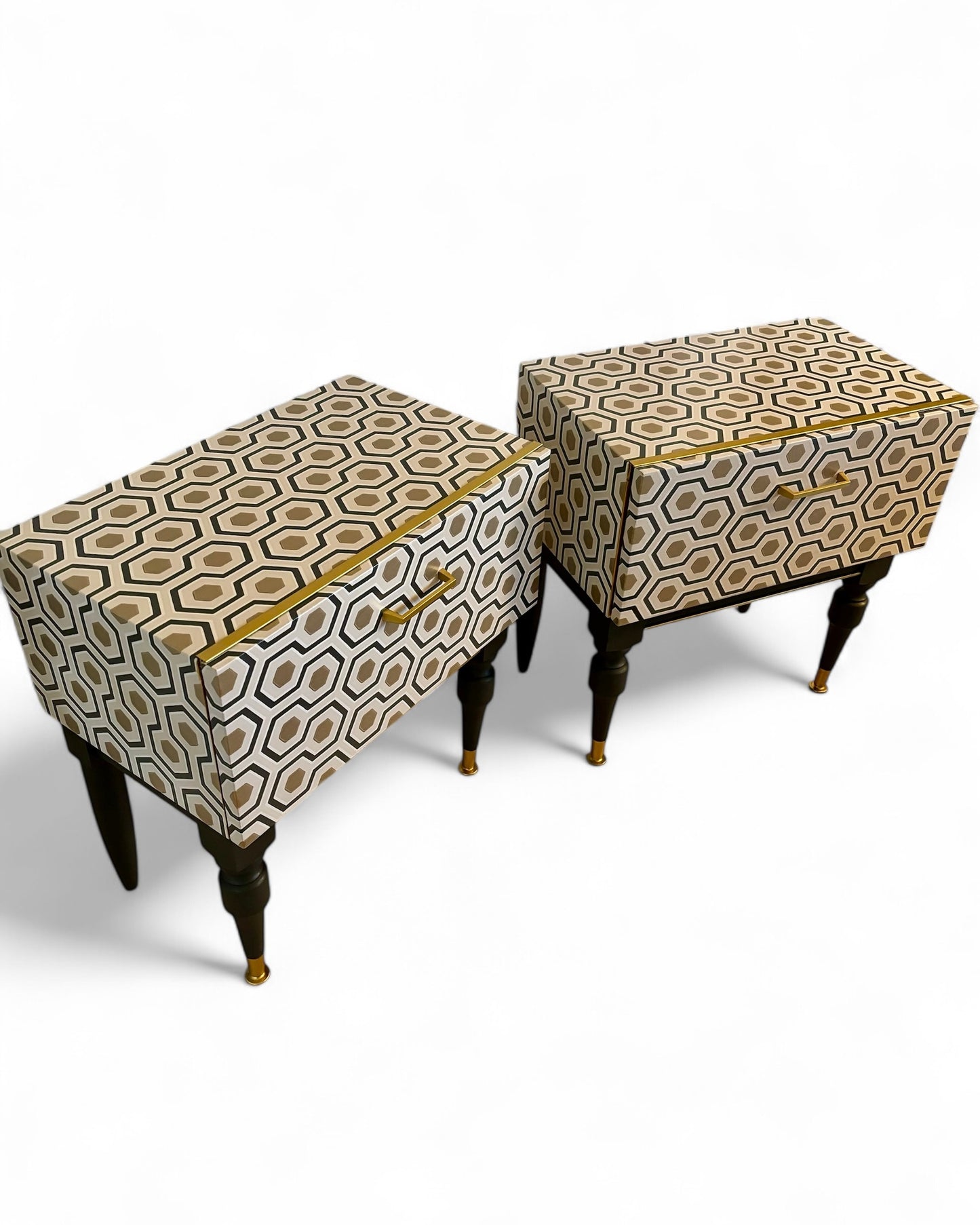 Mid Century Cabinets with Hicks' Hexagon by Cole &amp; Son | The Vintage Vibe