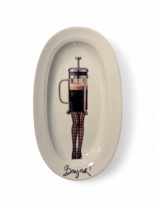 Vintage Wandbord Ovaal ‘Bonjour’