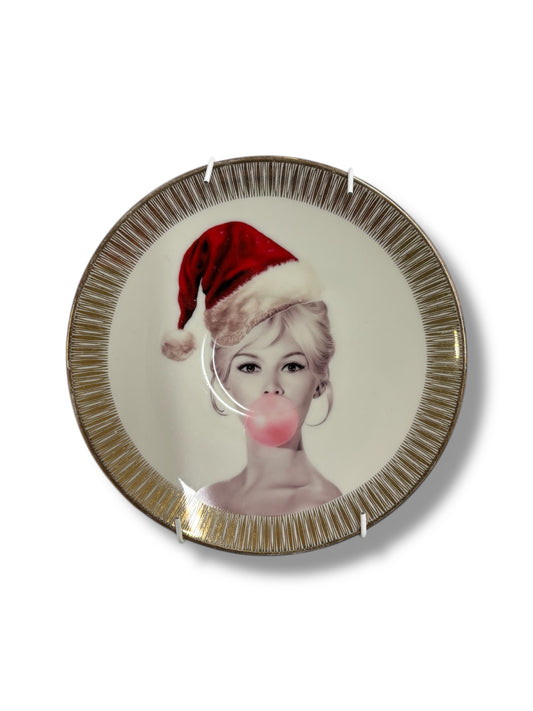 Vintage Wandbord Brigitte Bardot Kerst