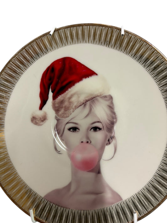 Vintage Wandbord Brigitte Bardot Kerst