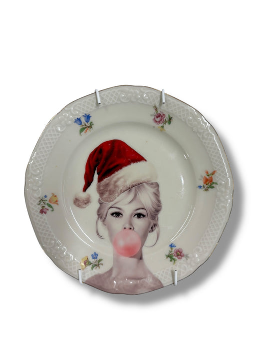 Vintage Wandbord Brigitte Bardot Kerst